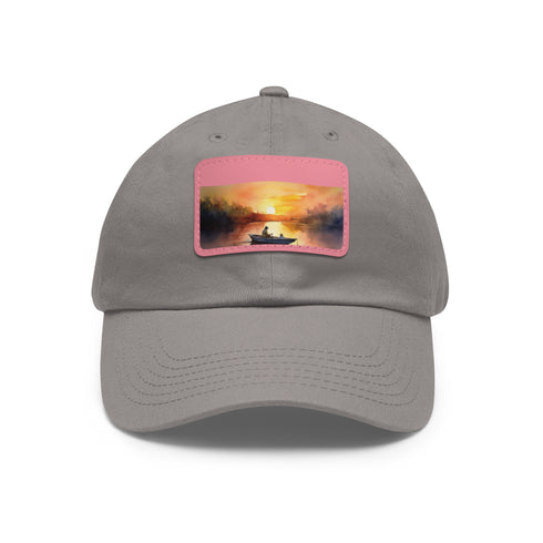 Fishermans Paradise Sunset Cap in White with Light Brown Rectangle Patch
