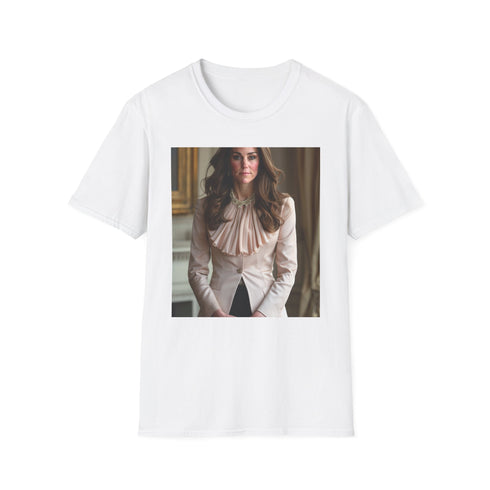 Charcoal cotton T-shirt with elegant Kate Middleton portrait for summer wear