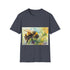Bumblebee watercolor tee in charcoal cotton, crew neck, regular fit.