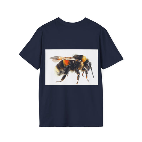 Bumblebee watercolor tee, cotton crew neck, charcoal color, summer style.
