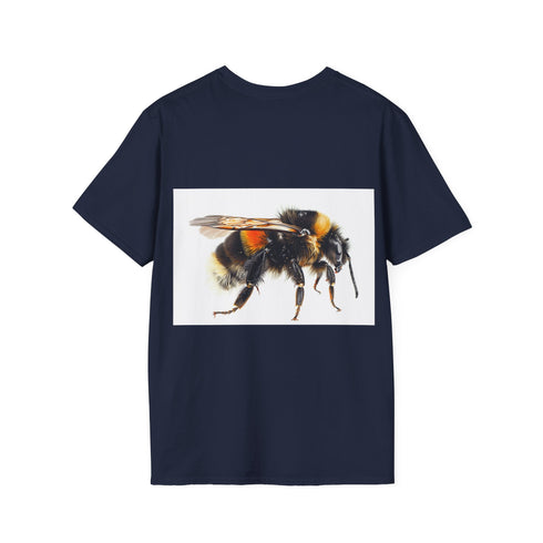 Charcoal cotton crew neck tee featuring watercolor bumblebee design
