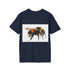 Charcoal cotton crew neck tee featuring watercolor bumblebee design