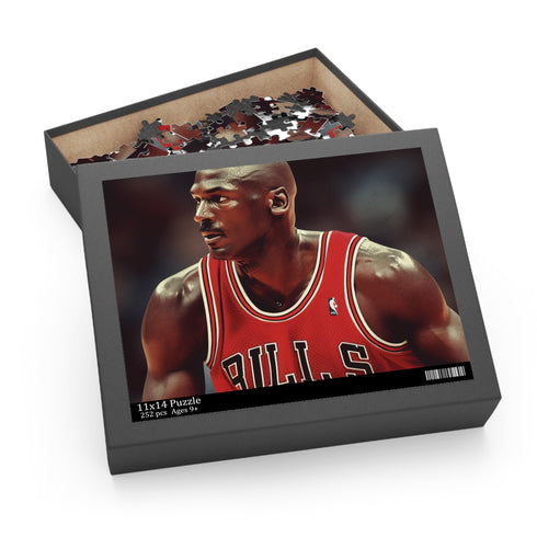 Jordan Bulls jigsaw puzzle featuring Michael Jordan in Chicago Bulls jersey.