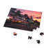 "Vibrant Miami skyline puzzle at dusk, perfect for cozy evenings or rainy days"
