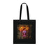Neon Cocktail Hour Tote Bag in Black Cotton with Tropical Cocktail Design