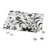 Stylish black and white geometric jigsaw puzzle with bezier curves.