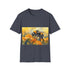 Bumblebee watercolor tee, charcoal, crew neck, summer regular fit.