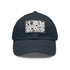 Monochrome pattern baseball cap in black and white with rectangle patch.