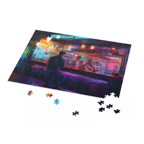 Bright neon watercolor puzzle with bar design, 10" x 8" (120 pcs)