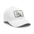 White cotton baseball cap with hand-drawn floral design.