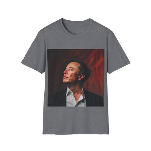 Elon Musk themed charcoal cotton t-shirt for men and women.