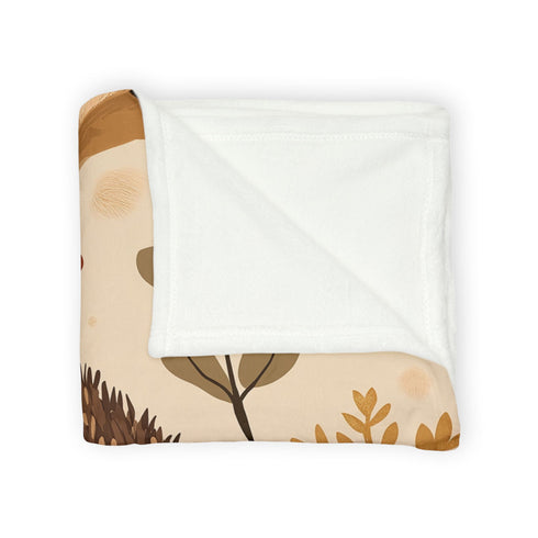 Woodland Hedgehogs & Toadstool Mushrooms Plush Fleece Throw Blanket - View 8 | Prints With Passion