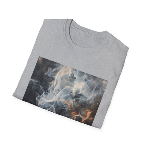 Abstract charcoal smoke art t-shirt for men and women size small.