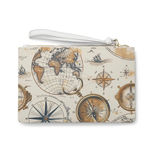 Vintage Maps Explorer's Dream Clutch Bag - All Over Print Vegan