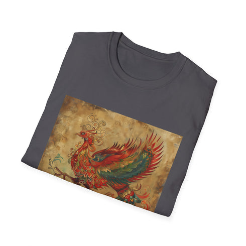 Mythical Phoenix Rising Graphic on Charcoal T-Shirt, Regular Fit Unisex/Women's Sizes