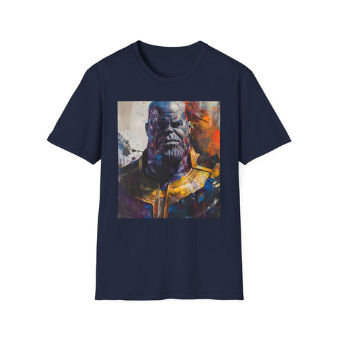 Charcoal cotton T-shirt with vibrant Thanos painting in regular fit design