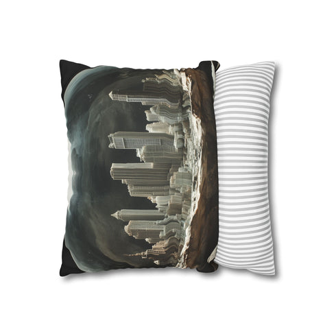 Ghost City Trapped in Glass Orb Double-Sided Square Cushion Cover