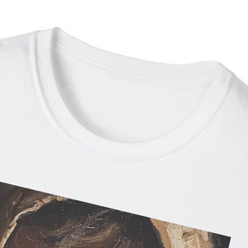 Charcoal Obi-Wan Kenobi painting T-shirt with soft brushstrokes and crew neck