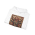 Navy tribal totem hoodie with intricate animal silhouette and tribal patterns.