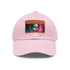 Neon watercolor charm baseball cap with light brown patch, rectangle shape.