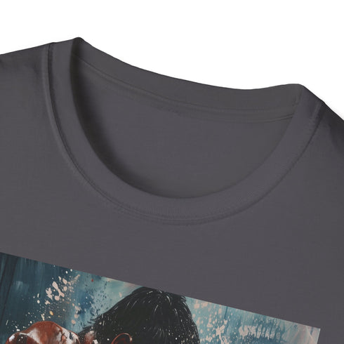 Boxer painting on charcoal crew neck cotton t-shirt for men & women