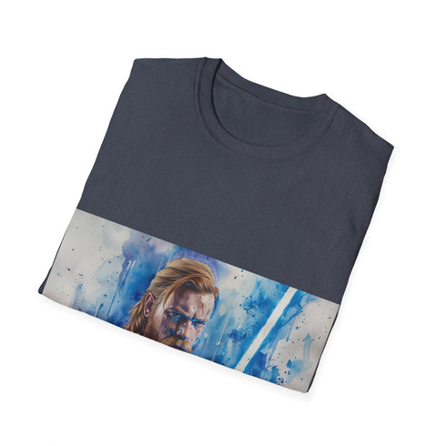 Obi Wan's Blue Lightsaber Star Wars T-shirt in Charcoal Gray Size Small.