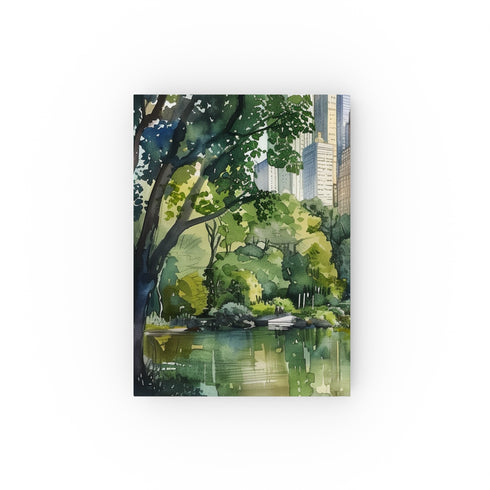Central Park Wanderings Journal: Watercolor cover capturing iconic landmarks and lush greenery, perfect for documenting strolls and nature's beauty. High-quality, versatile, and stylish. Makes a great gift!