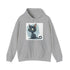 Cat-themed navy hoodie with whimsical cartoon cat design for adventures.