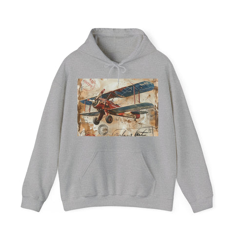 Vintage airplane odyssey hoodie in navy, unisex regular fit.