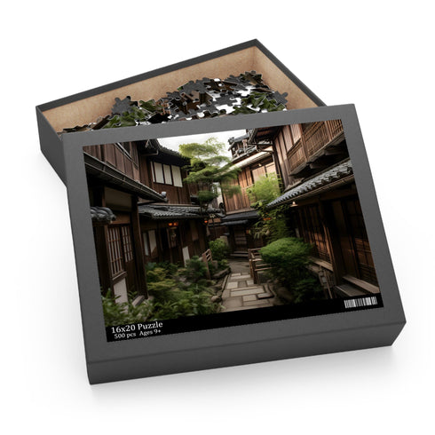 Traditional Kyoto kimono house puzzle, 120 pieces, scenic wooden houses, kimonos.