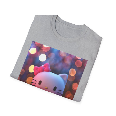 Charcoal cotton T-shirt with pastel Hello Kitty enchanted forest graphic