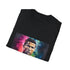 Neon radiant football icon T-shirt in charcoal cotton with crew neck