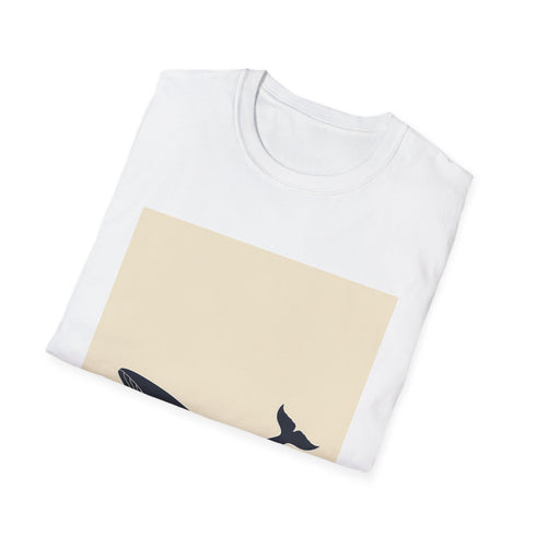 Charcoal crew neck t-shirt featuring minimalist whale design and regular fit