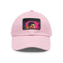 Neon watercolor baseball cap in cotton, unisex, vibrant colors, rectangle patch.