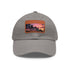 Miami Sunset Horizon Baseball Cap in White with Light Brown Rectangle Patch