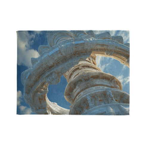 Sky Temple Rotating in Zero Gravity Plush Fleece Throw Blanket