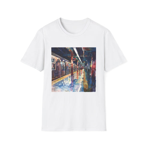 Watercolor New York Subway T-shirt, Black, Mens Regular Fit.