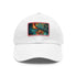 White cotton snapback cap with geometric fractal pattern.