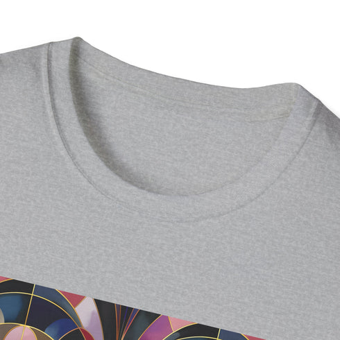 Geometric Art Deco Patterns T-Shirt in Charcoal Regular Fit Men's/Women's Sizes
