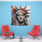 Abstract Americana: A Flag Tapestry - Unique patriotic art with bold linework and vibrant colors, available in 34x40 or 57x57 sizes. Perfect gift! Shop now.
