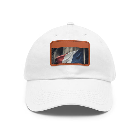French pride flag baseball cap with tricolor design and rectangle patch.