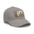 Louvre Paris Watercolor Baseball Cap in White with Light Brown Patch