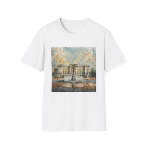 Royal Watercolor Buckingham Palace T-Shirt in Charcoal, Size Small.