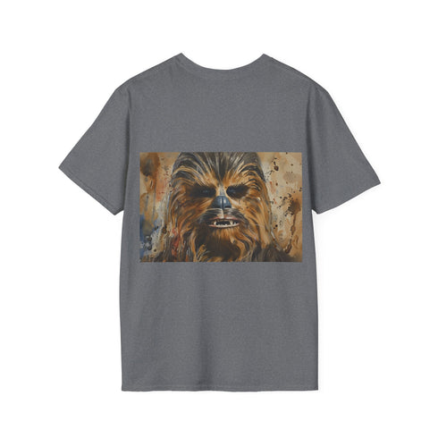 Charcoal crew neck Chewbacca T-shirt with watercolor design in cotton fabric