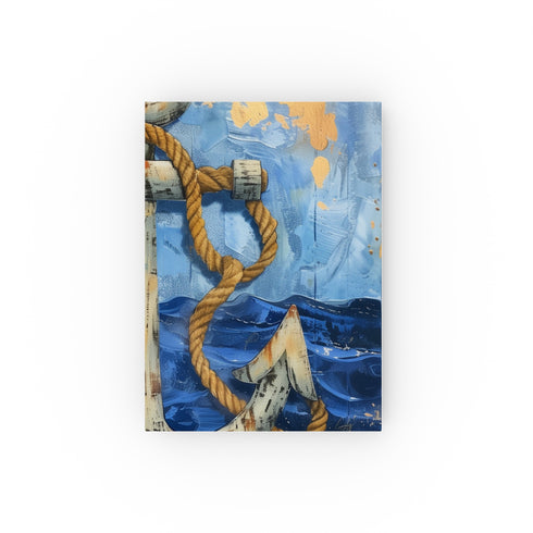 Nautical journal with anchor and rope motifs, perfect for chronicling adventures at sea and beyond. High-quality and stylish, ideal for all seasons. Makes a great gift.