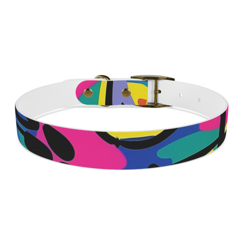 Neon graffiti dog collar in black onyx for urban chic style.