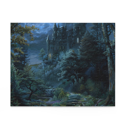 Discover enchanting Moonlit Forest Fantasy Castle jigsaw puzzle