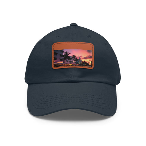 Miami Sunset Horizon baseball cap in white with light brown patch.