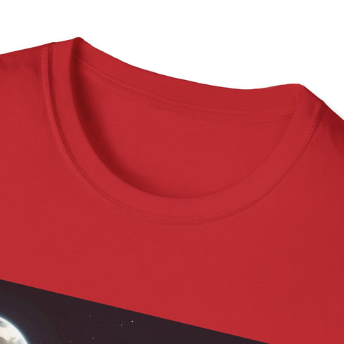 Charcoal cotton T-shirt featuring a watercolor Earth from space design