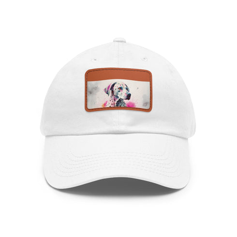 Dalmatian baseball cap with cute puppy design in white/light brown.